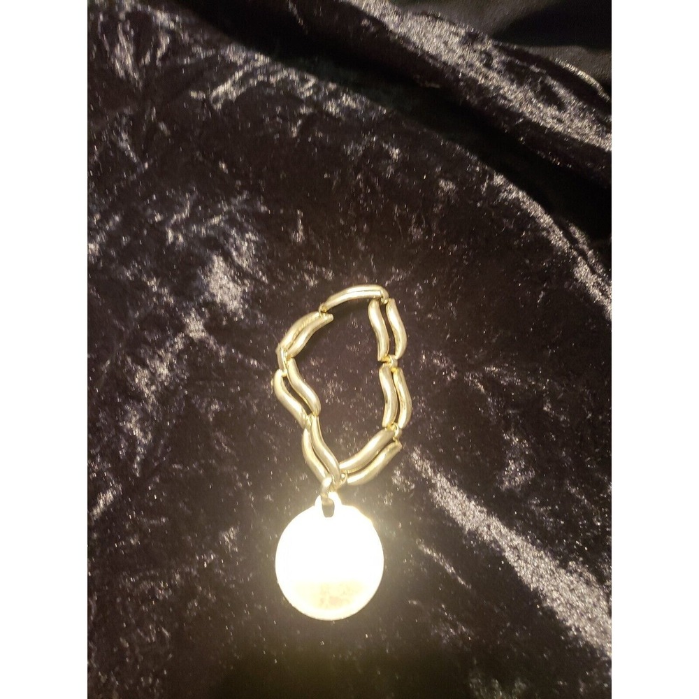 Vintage Monet Silver Tone Linked Bracelet With Spherical Black Charm‎ Jewelry